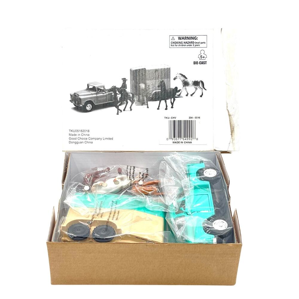 New Ray Country Life 1/32 Diecast 1955 Chevy 3100 Stepside Truck & Horse Trailer